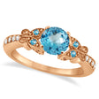 Butterfly Blue Topaz & Diamond Engagement Ring 18K Rose Gold 0.88ct