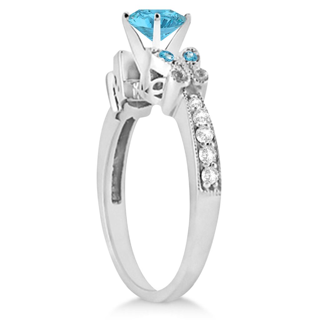 Butterfly Blue Topaz & Diamond Bridal Set 18K White Gold (2.00ct)