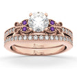 Butterfly Diamond & Amethyst Bridal Set 18k Rose Gold (0.42ct)