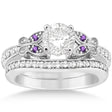 Butterfly Diamond & Amethyst Bridal Set Palladium (0.42ct)