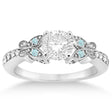 Butterfly Diamond & Aquamarine Engagement Ring Platinum (0.20ct)
