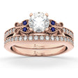 Butterfly Diamond & Blue Sapphire Bridal Set 18k Rose Gold (0.42ct)