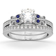 Butterfly Diamond & Blue Sapphire Bridal Set 18k White Gold (0.42ct)