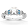 Butterfly Diamond & Blue Topaz Engagement Ring 14k White Gold (0.20ct)