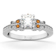 Butterfly Diamond & Citrine Engagement Ring 14k White Gold (0.20ct)