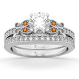 Butterfly Diamond & Citrine Bridal Set 14k White Gold (0.42ct)