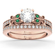 Butterfly Diamond & Emerald Bridal Set 18k Rose Gold (0.42ct)