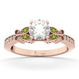 Butterfly Diamond & Peridot Engagement Ring 18k Rose Gold (0.20ct)