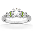 Butterfly Diamond & Peridot Engagement Ring 18k White Gold (0.20ct)