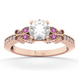 Butterfly Diamond & Pink Sapphire Engagement Ring 14k Rose Gold (0.20ct)