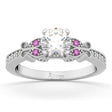 Butterfly Diamond & Pink Sapphire Engagement Ring 18k White Gold (0.20ct)