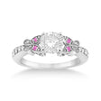 Butterfly Diamond & Pink Sapphire Engagement Ring Platinum (0.20ct)