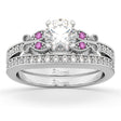 Butterfly Diamond & Pink Sapphire Bridal Set 18k White Gold (0.42ct)