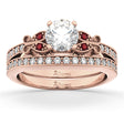 Butterfly Diamond & Ruby Bridal Set 14k Rose Gold (0.42ct)