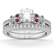 Butterfly Diamond & Ruby Bridal Set 18k White Gold (0.42ct)