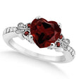 Butterfly Genuine Garnet & Diamond Heart Engagement 14K W Gold 2.48ct