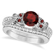 Butterfly Genuine Garnet & Diamond Bridal Set Palladium (2.05ct)