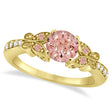 Butterfly Morganite & Diamond Engagement Ring 14K Yellow Gold .88ct