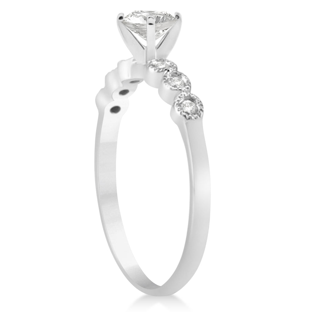 Diamond Bezel Set Engagement Ring Setting 14k White Gold (0.09ct)