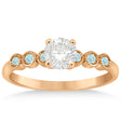 Aquamarine Bezel Set Engagement Ring Setting 14k Rose Gold 0.09ct