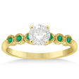 Emerald Bezel Set Engagement Ring Setting 14k Yellow Gold 0.09ct
