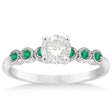 Emerald Bezel Set Engagement Ring Setting 18k White Gold 0.09ct