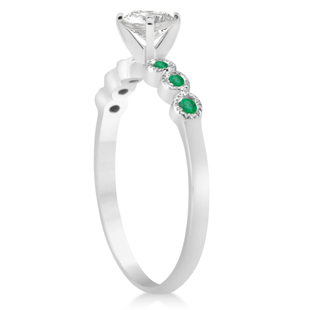 Emerald Bezel Set Engagement Ring Setting 18k White Gold 0.09ct