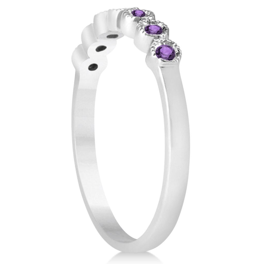 Amethyst Bezel Set Bridal Set Setting 14k White Gold (0.19ct)