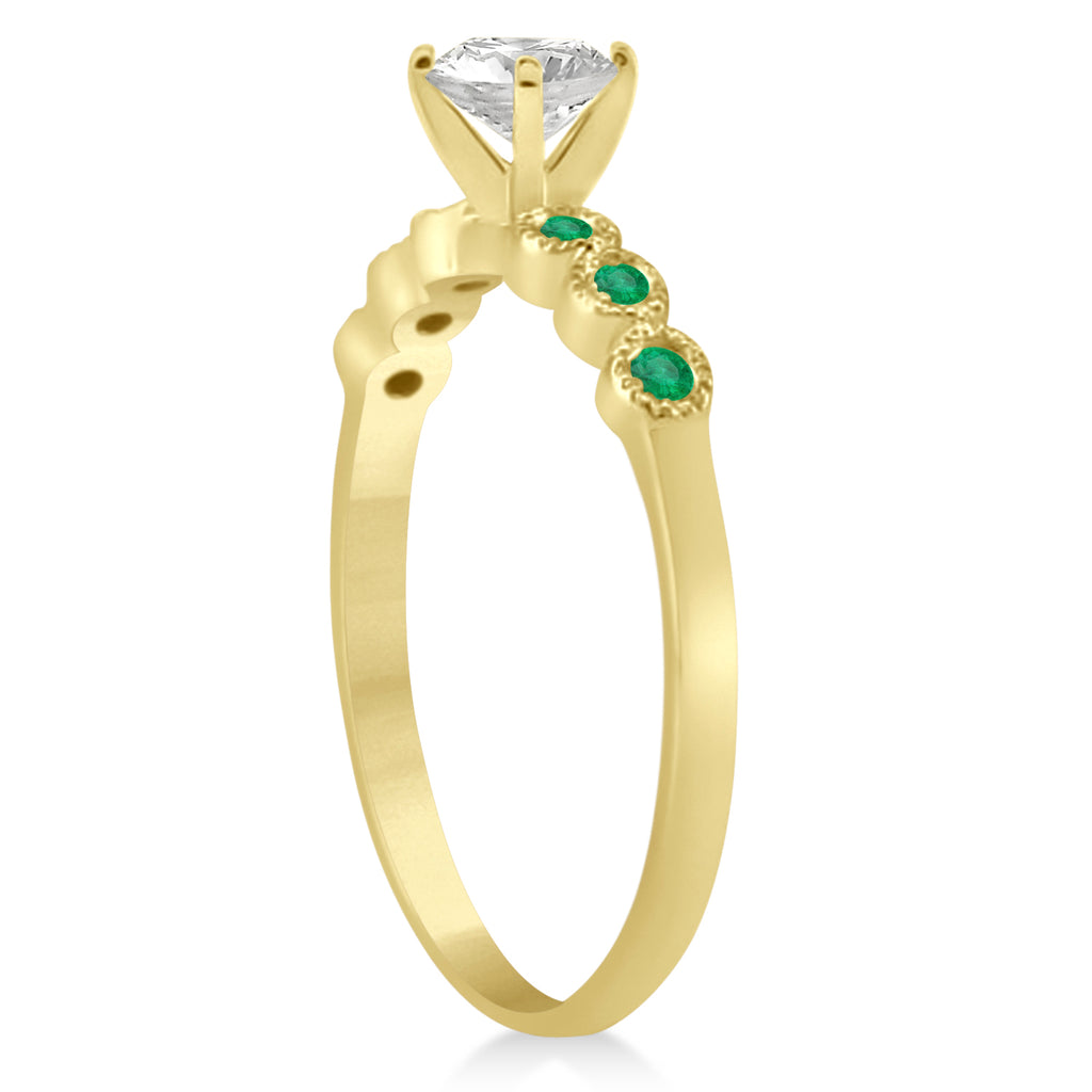 Emerald Bezel Set Bridal Set 14k Yellow Gold 0.19ct