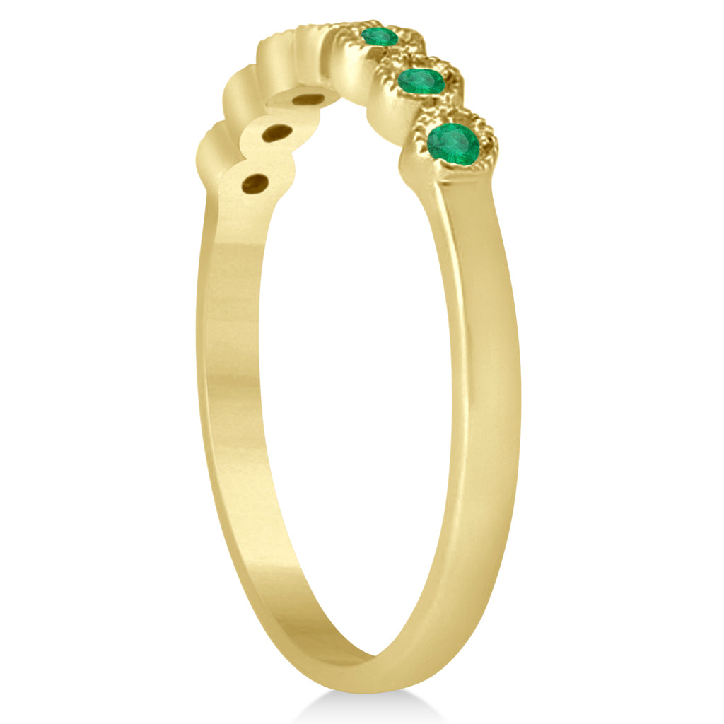 Emerald Bezel Set Bridal Set 14k Yellow Gold 0.19ct