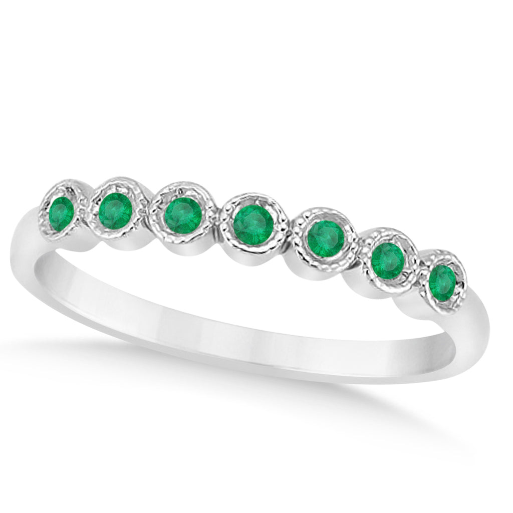 Emerald Bezel Set Bridal Set 18k White Gold 0.19ct