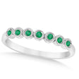 Emerald Bezel Set Wedding Band 14k White Gold 0.10ct