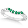 Floral Diamond and Emerald Wedding Ring 14k White Gold (0.28ct)