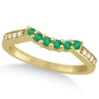 Floral Diamond and Emerald Wedding Ring 18k Yellow Gold (0.28ct)