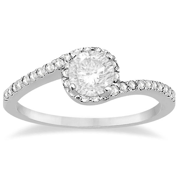 Halo Twist Diamond Bridal Set Ring & Band 18k White Gold (0.28ct)