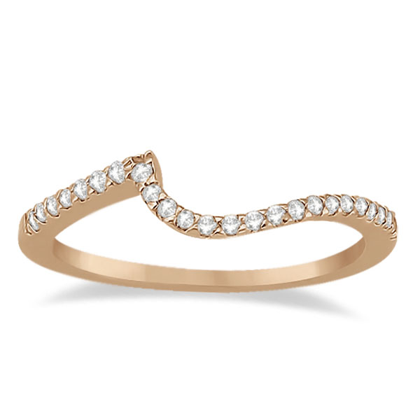 Petite Contour Diamond Wedding Band Swirl Ring 18k Rose Gold (0.12ct)
