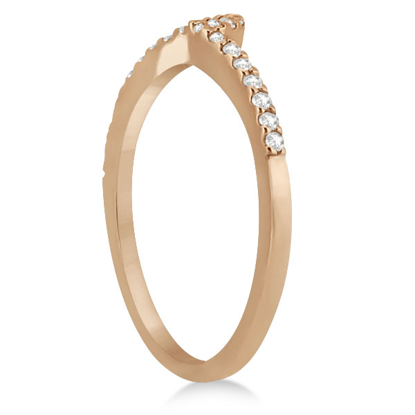 Petite Contour Diamond Wedding Band Swirl Ring 18k Rose Gold (0.12ct)