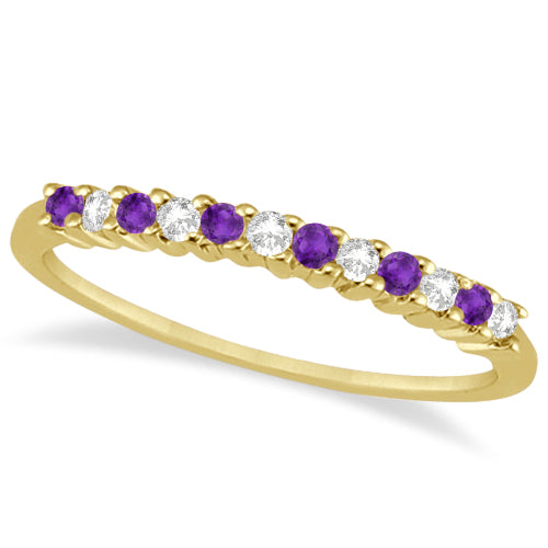 Petite Diamond & Amethyst Wedding Band 18k Yellow Gold (0.20ct)