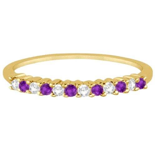 Petite Diamond & Amethyst Wedding Band 18k Yellow Gold (0.20ct)