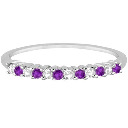 Petite Diamond & Amethyst Wedding Band Platinum (0.20ct)