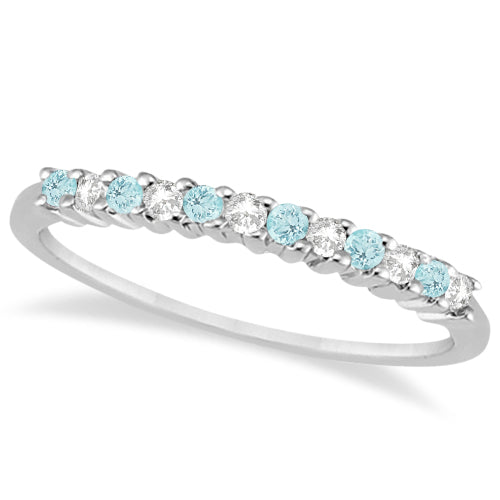 Petite Diamond & Aquamarine Wedding Band Platinum (0.20ct)