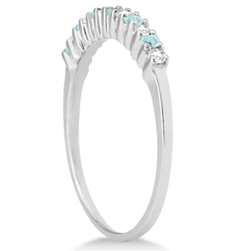 Petite Diamond & Aquamarine Wedding Band Platinum (0.20ct)