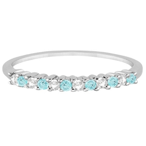 Petite Diamond & Aquamarine Wedding Band Platinum (0.20ct)