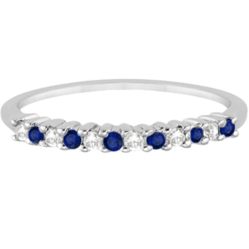 Petite Diamond & Sapphire Wedding Band Platinum (0.20ct)