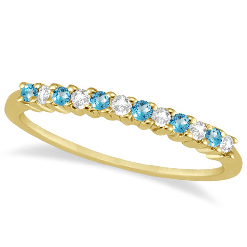 Petite Diamond & Blue Topaz Wedding Band 18k Yellow Gold (0.20ct)