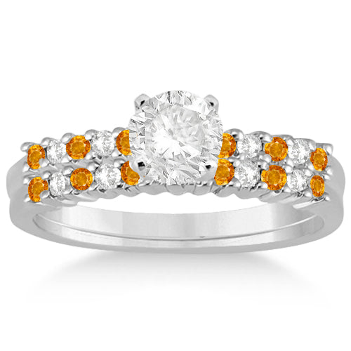 Petite Diamond & Citrine Bridal Set 14k White Gold (0.35ct)