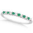 Petite Diamond & Emerald Wedding Band 18k White Gold (0.20ct)