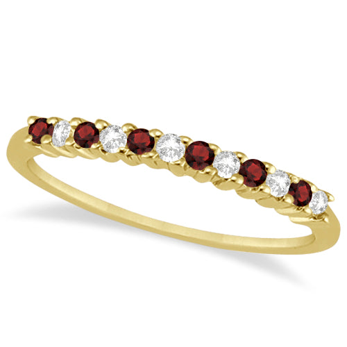 Petite Diamond & Garnet Wedding Band 18k Yellow Gold (0.20ct)