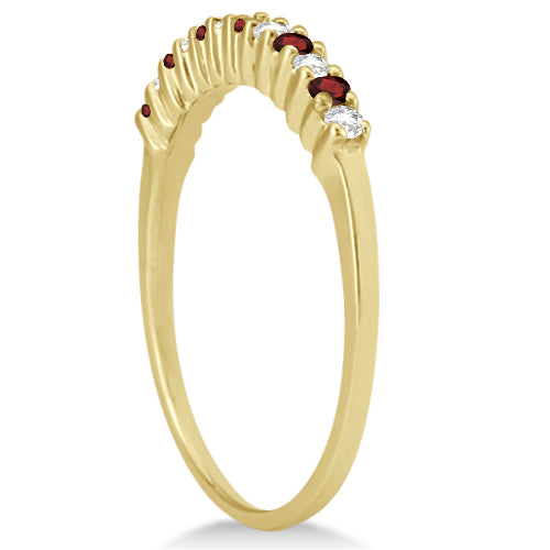 Petite Diamond & Garnet Wedding Band 18k Yellow Gold (0.20ct)