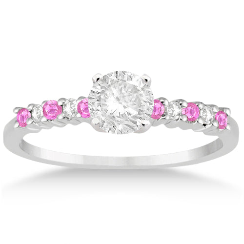 Diamond & Pink Sapphire Engagement Ring 14k White Gold (0.15ct)